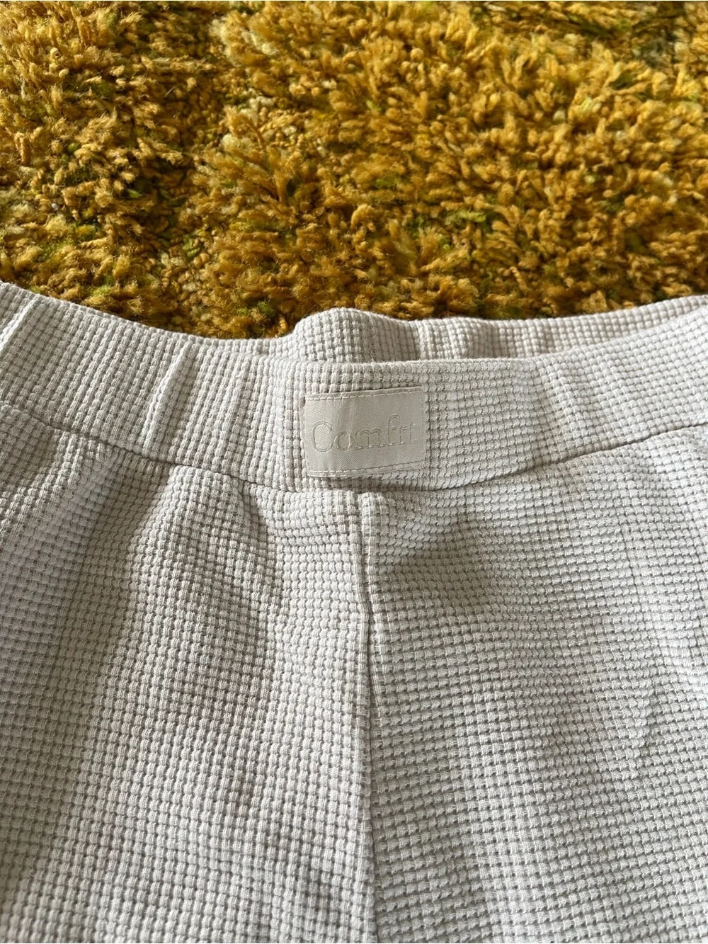 Comfrt cream waffle knit lounge pants oversized womans size large cozy - Picture 2 of 8
